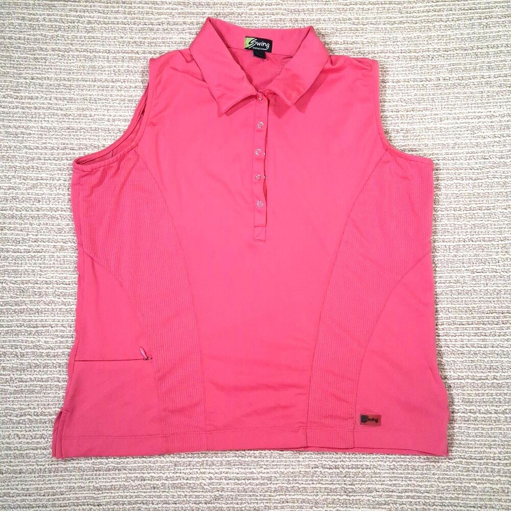 bette court swing womens pink sleeveless golf polo shirt size l tops activewear